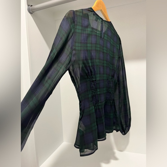 J crew Chiffon shirred-waist top in Black Watch tartan in
Cooper Green Blue sz 0 - Picture 5 of 12